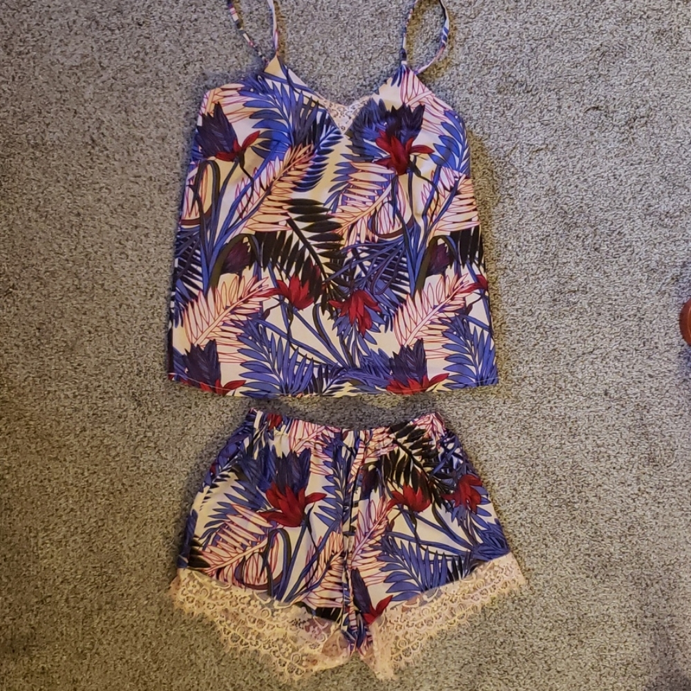 Japna Lounge Two Piece Tropical Pajama/Lounge Set